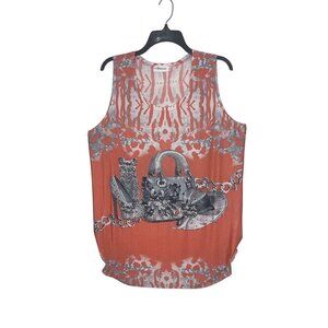 Aronia Sleeveless Tunic Top W/ Beaded Artwork Women's Size 1X Artsy Boho Sparkle